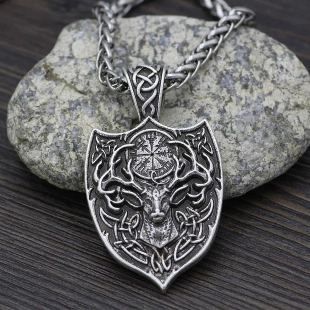 Silver Celtic Deer Pendant Necklace